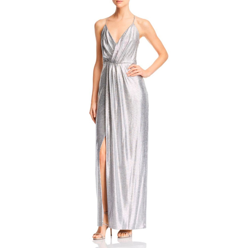 Gown - Metallic Draped Gown Silver